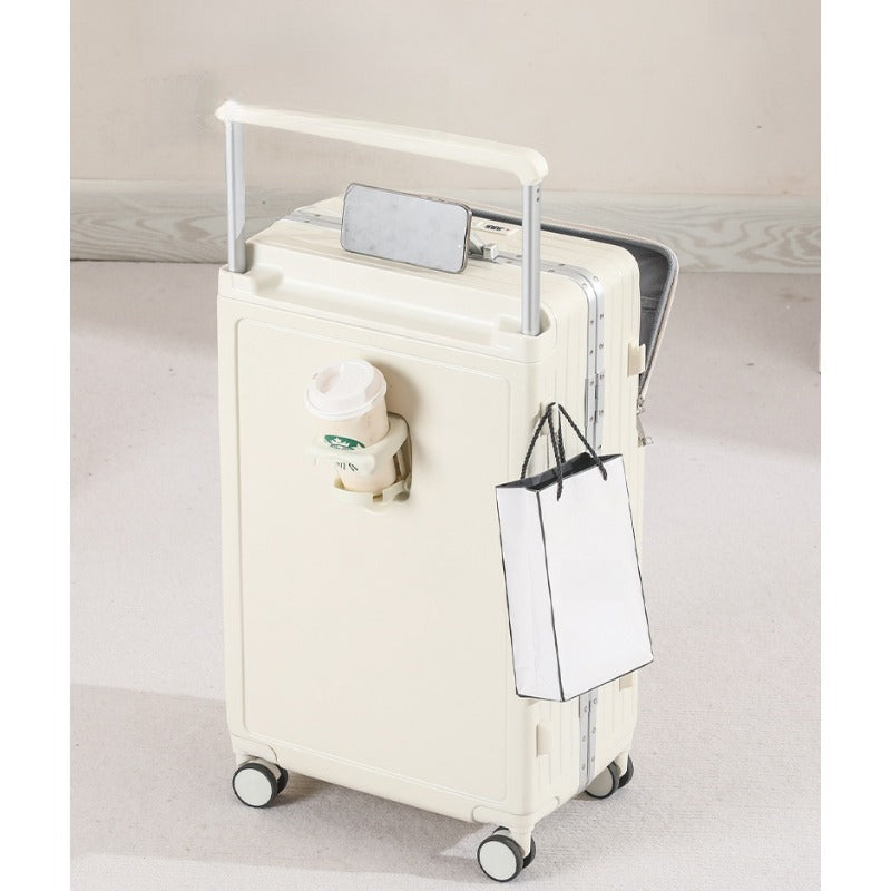 2026 New Large Capacity Front Opening Aluminum Frame Luggage With ABS PC Zipper Boarding Box 20-28 Inches