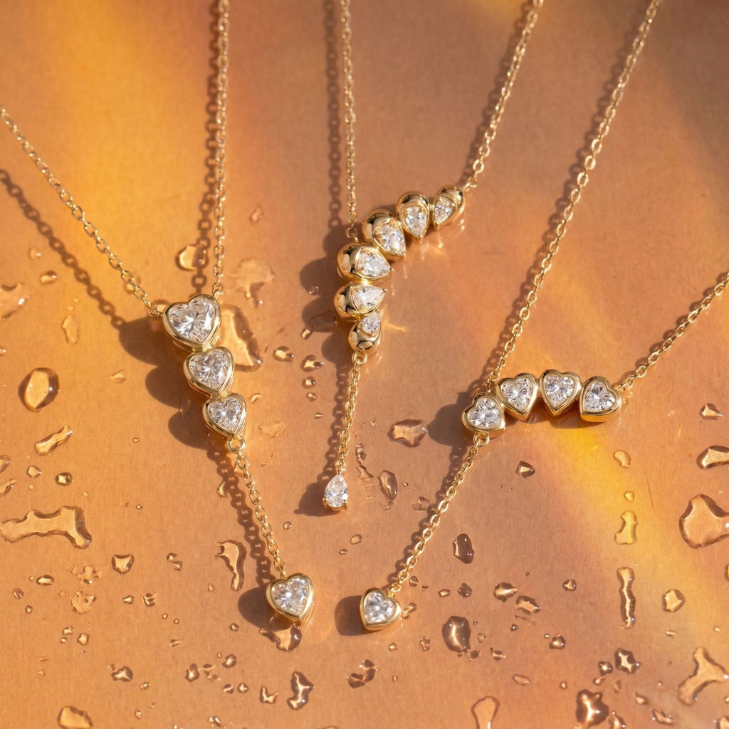 Waterdrop-shaped Diamond-studded Tassel Necklace