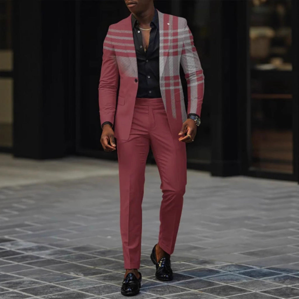 Mens Business-Casual Suit Pants Two-Piece Set