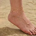 Bohemian-style Cross And Double-heart Multi-layer Anklet
