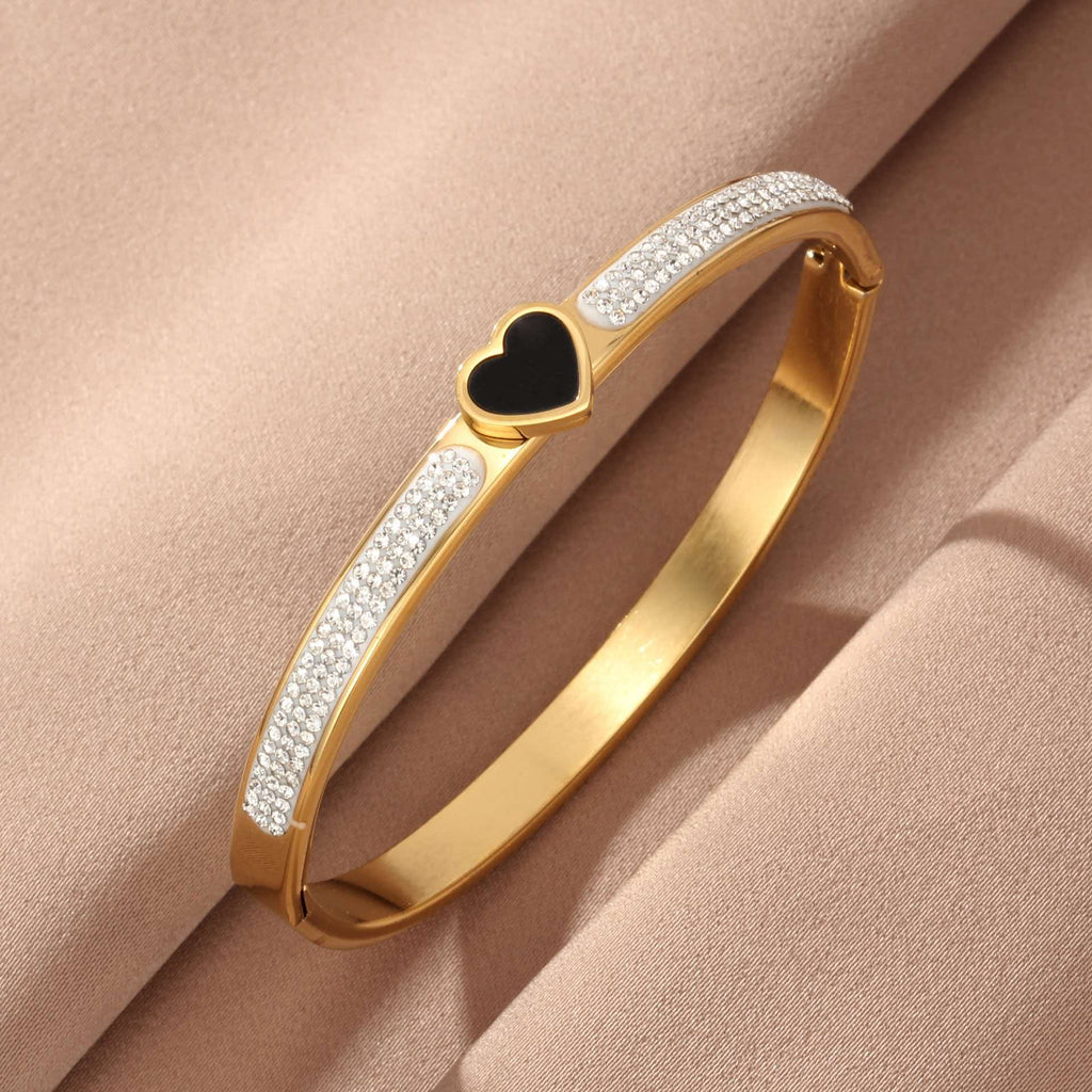 Stainless Steel Inlaid Rhinestone Buckle Bracelet