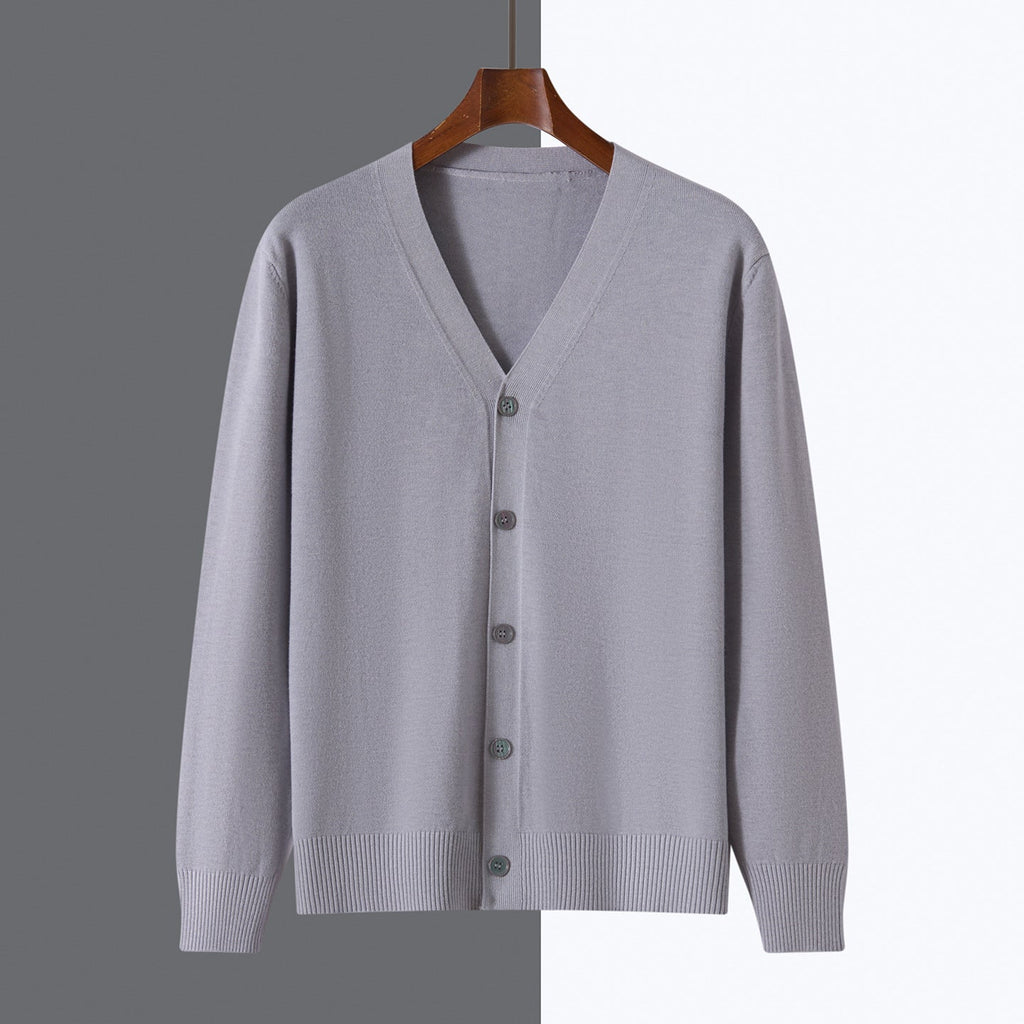 V-neck Knitted Cardigan Coat Men's Andy Velvet Long Sleeve