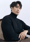 Turn-down Turtleneck Core-spun Knit Sweater For Men Rugged Style