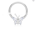 Fashion Butterfly Inlaid Zircon Closed Ring Nose Ring Stud Earrings Titanium Alloy Human Body Piercing Accessories