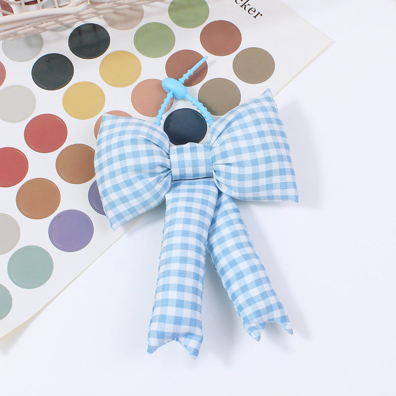 Fabric Plaid Bowknot Bag Pendant Accessory