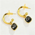 Hollow Geometric Black Crystal Jewelry Set For Women, Adjustable Bracelet Ring Earrings 3Pcs Matching Set, Minimal Cool Fashion Jewelry