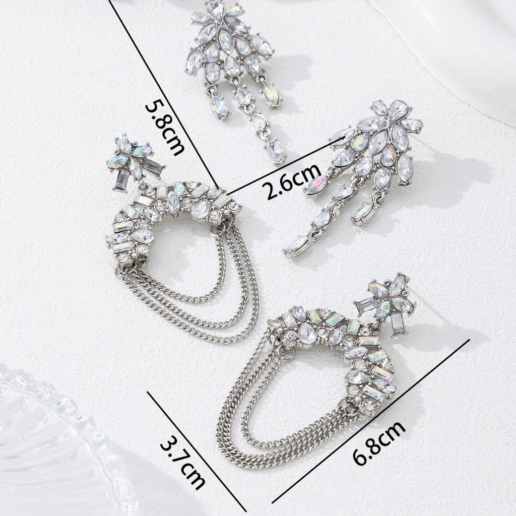 Trending Fashion Chain Rhinestone Drop Earrings For Women, Unique Versatile Light Luxury Alloy Ear Jewelry, Geometric Stud Earrings