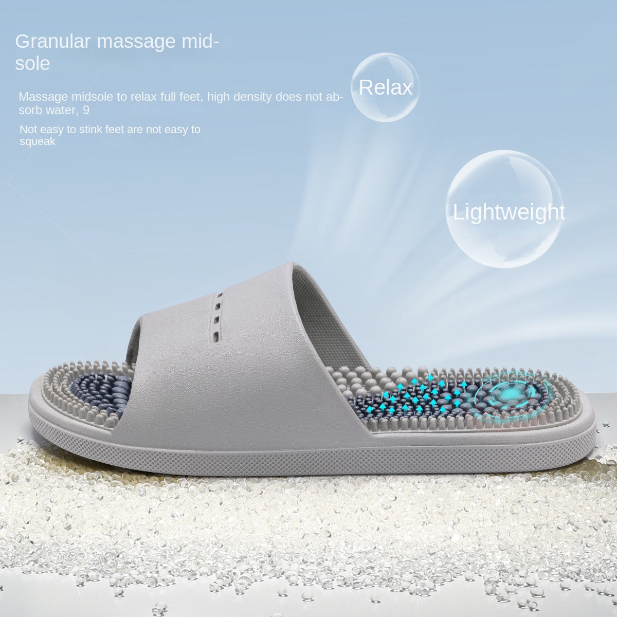 Massage Slippers Non-Slip Bath Massaging Reflexology Sandals PVC Men's Slippers