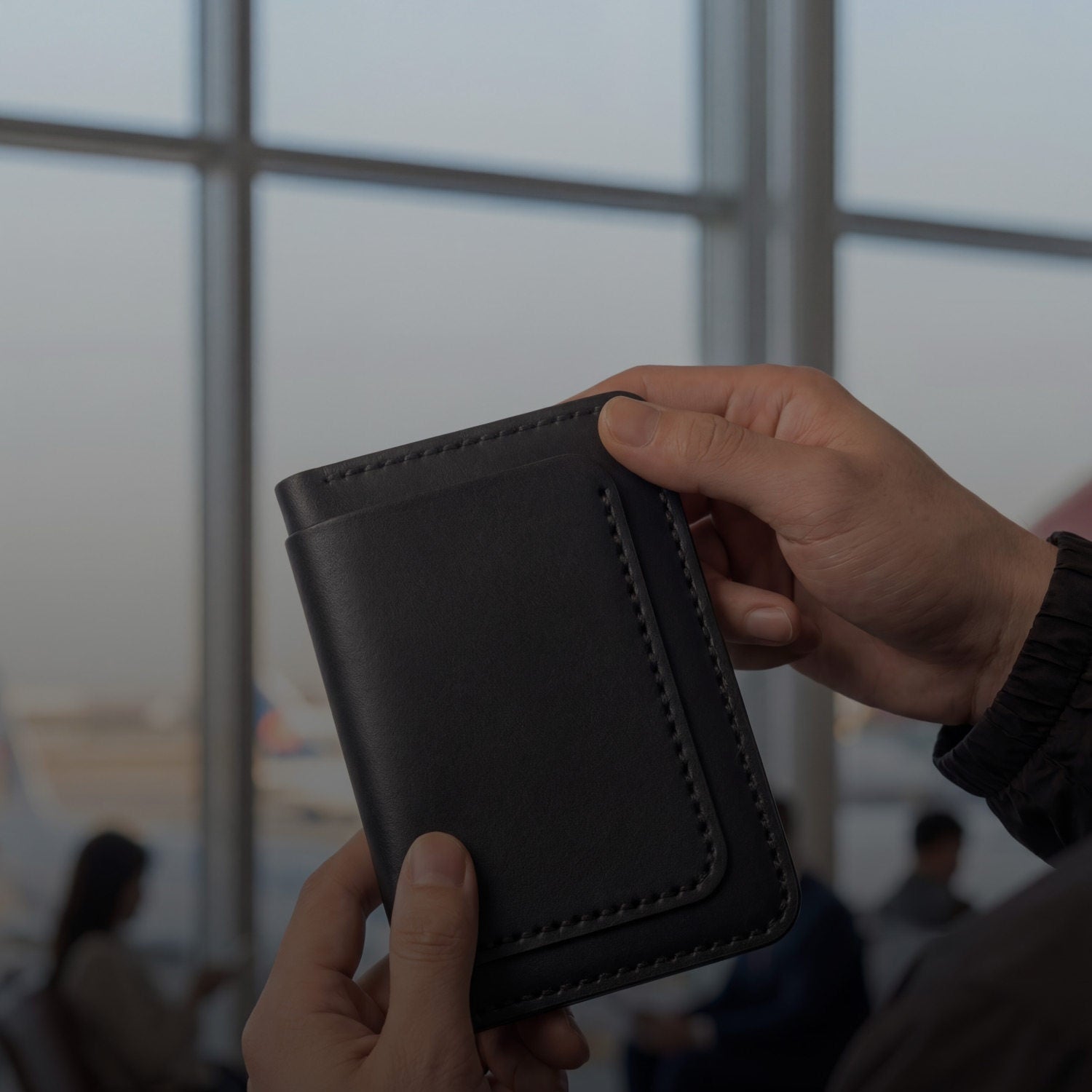 Handmade Men's Wallet With Card Slots And Passport Holder Made Of Top-grain Cowhide.