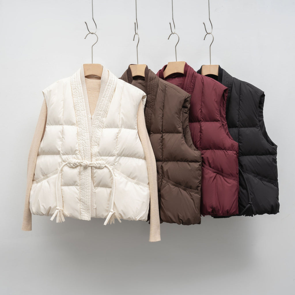 New National Standard Autumn And Winter Plain Color V-neck Loose Vest
