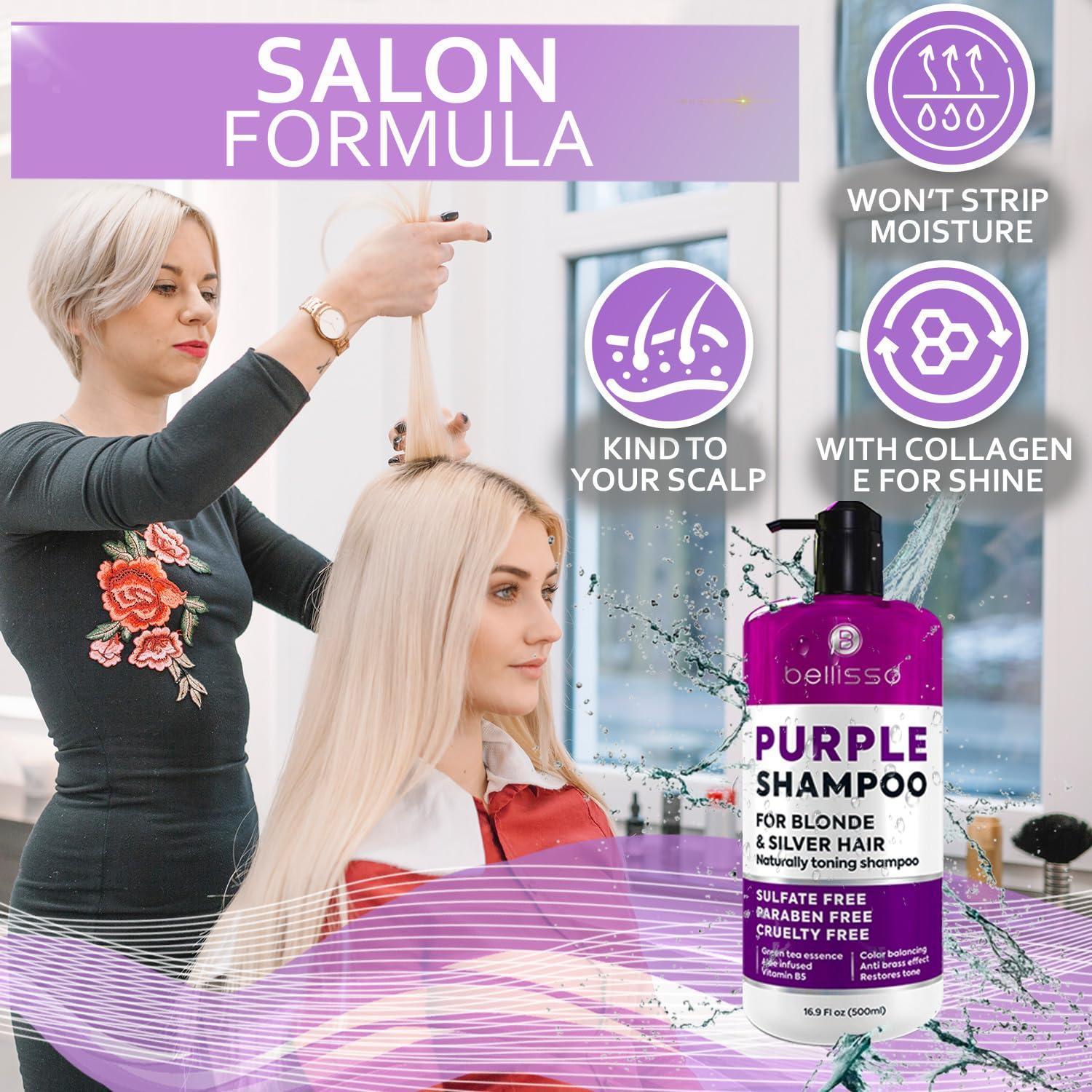 Purple Shampoo   Toner for Blonde Hair   For Color Treated Bleached Silver