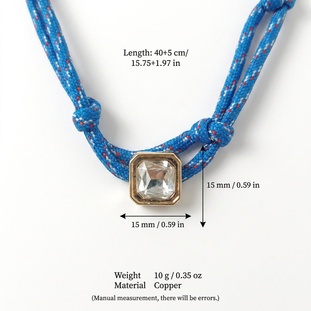 Double-rope Knotted Necklace Layered With A Band