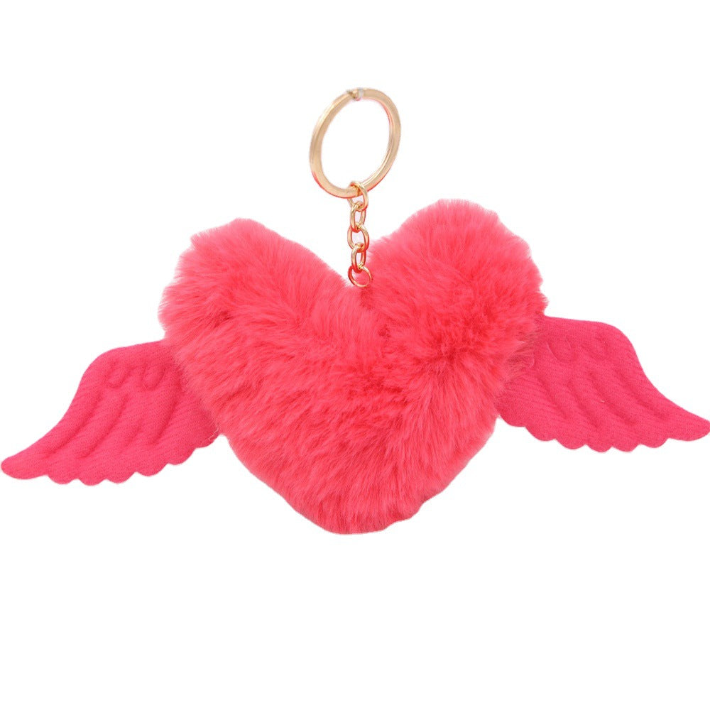 Heart Wool Ball Keychain Pendant