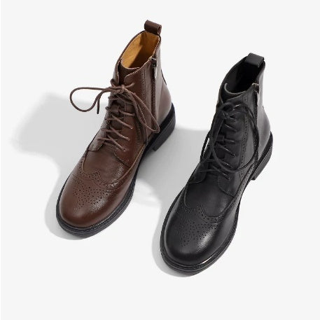 British-style Lace-up Vintage French-style Ankle Boots