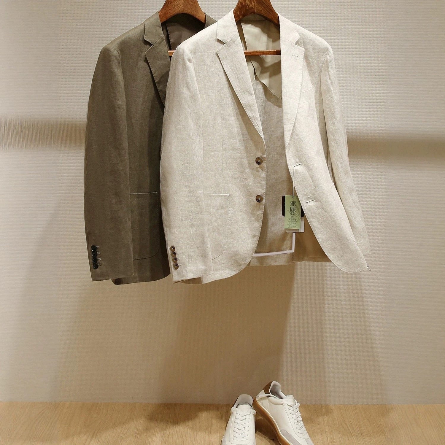 Plus-size Mens Linen Slim-fit Suit Set