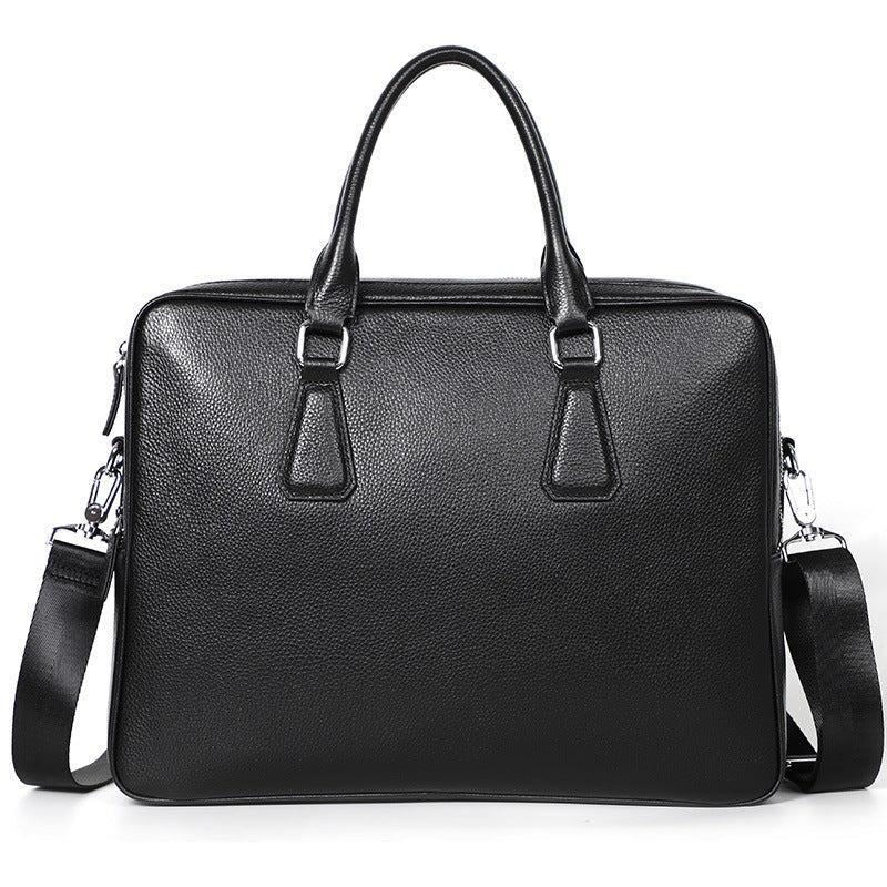 Men's Large Capacity Horizontal Leather Briefcase