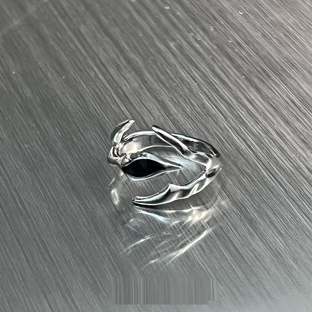 Irregular Black Onyx Street Tide Ring