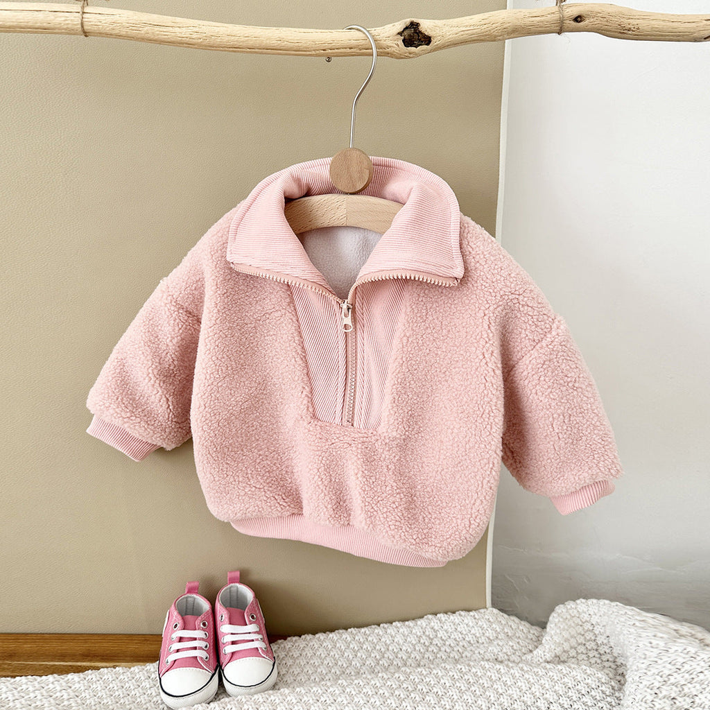 Winter Baby Clothing Thickened Fleece-lined Cashmere Top