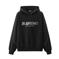 Mens American-style High-street Reflective-striped Hooded Sweatshirt Mirrored Finish