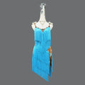 High-End Fringed Dress For Professional Latin Dance Competitions In Blue
