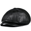 Mens Vintage Beret Leather Octagonal Cap