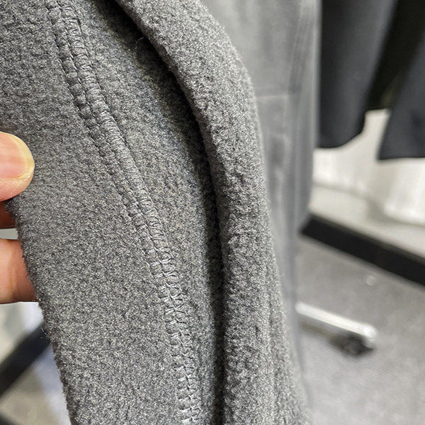 Collarless Casual Cardigan Sweatshirt Suitable For Layering As An Outerwear Piece