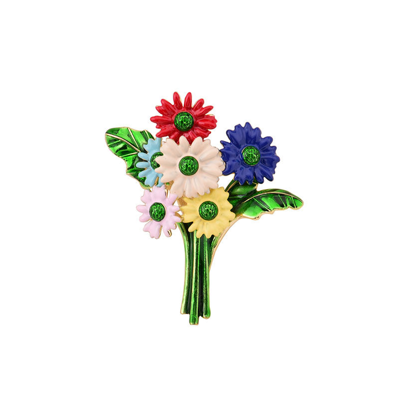 Plant And Flower Series Colorful Little Daisy Brooch