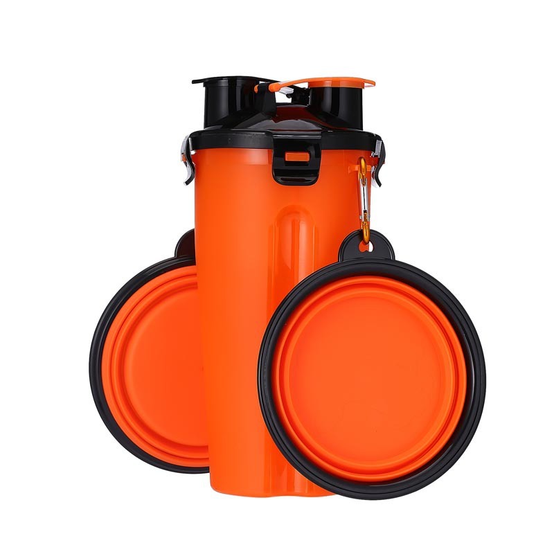2-in-1 Pet Water Bottle Dispenser with Silicone Bowl