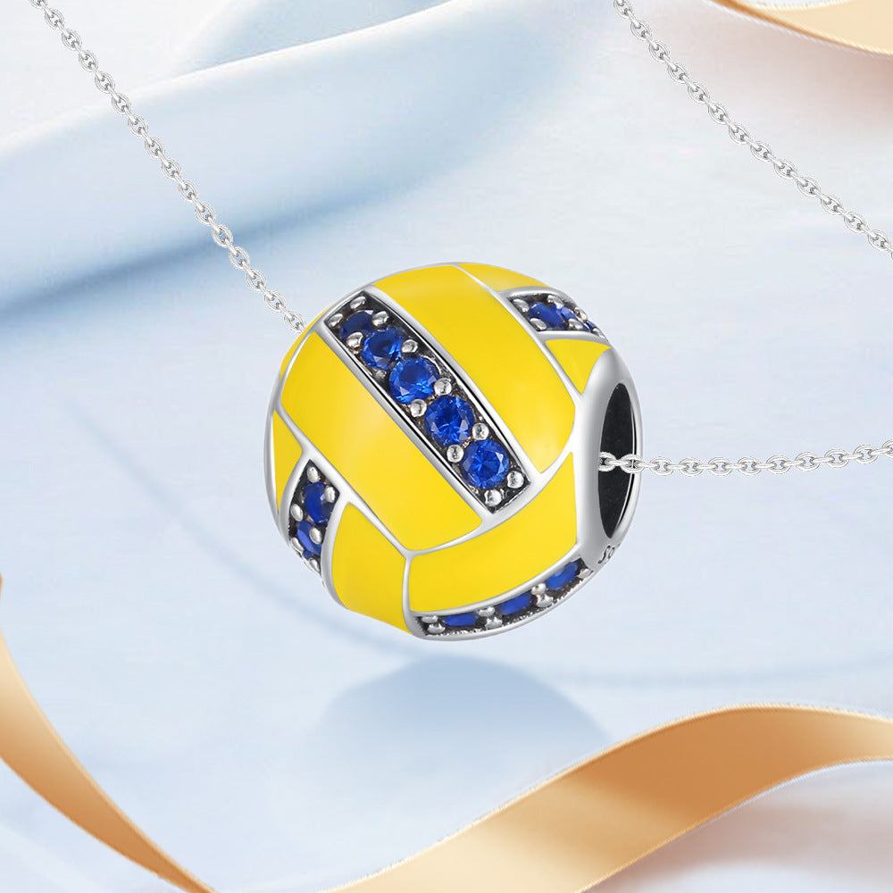 Sports-themed Volleyball And Basketball DIY Silver-plated Pendants