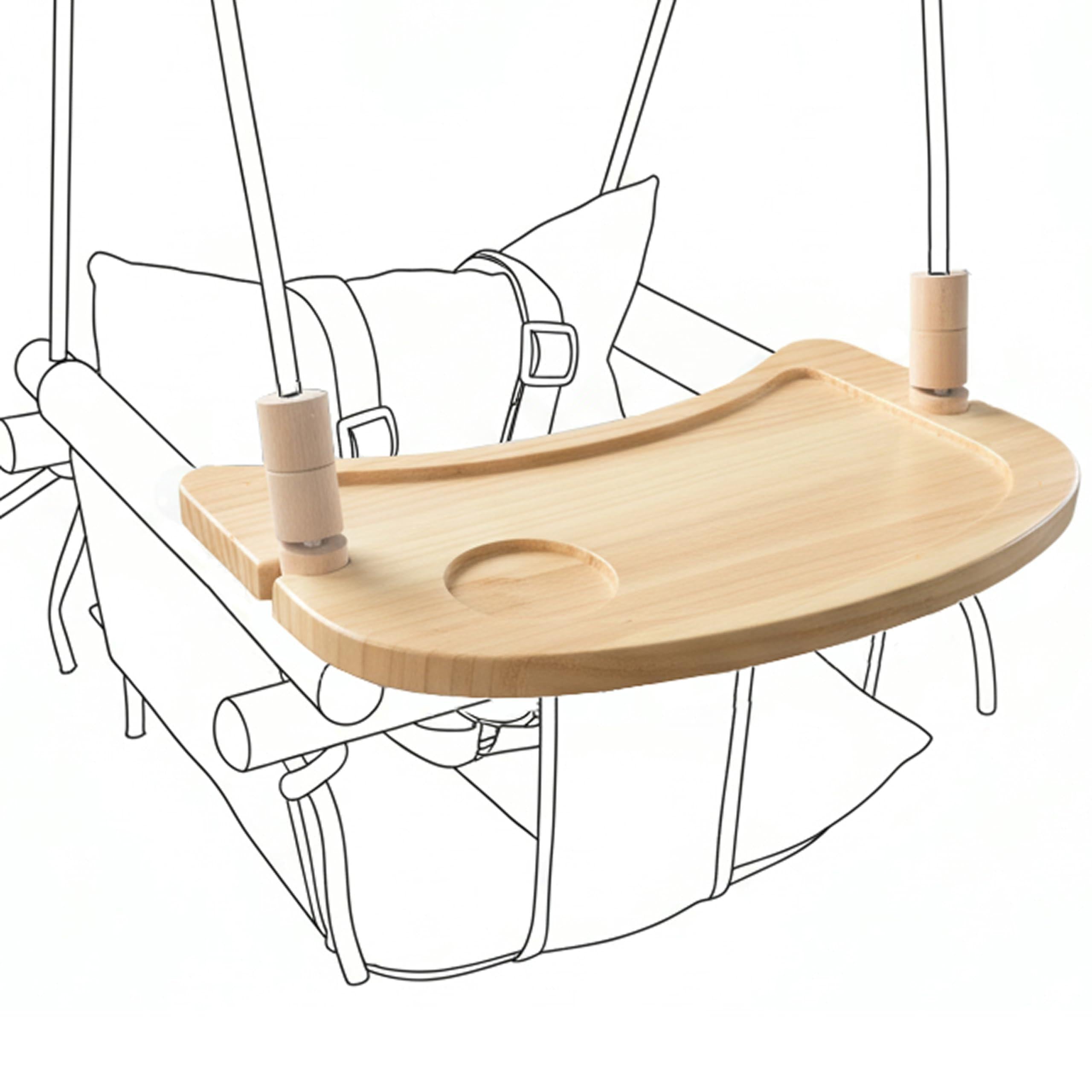 Wooden Tray for Canvas Baby Swing Hanging Chair Accessory Natural Wood Montessori Play Table for Babies & Toddlers Detachable Safety Design for Indoor Canvas Toddler Swing