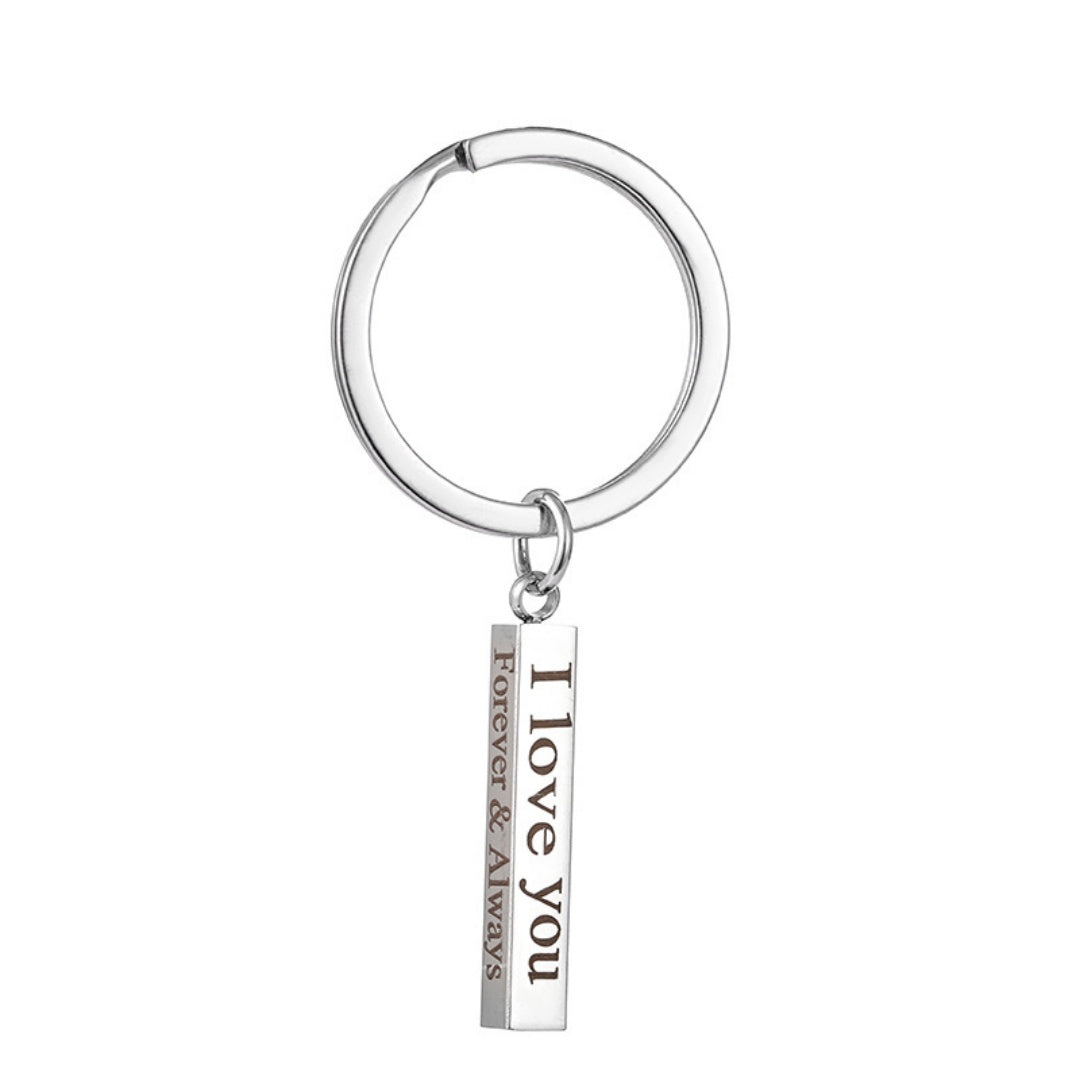 Creative Rectangular Double-sided Engraved Keychain Three-dimensional