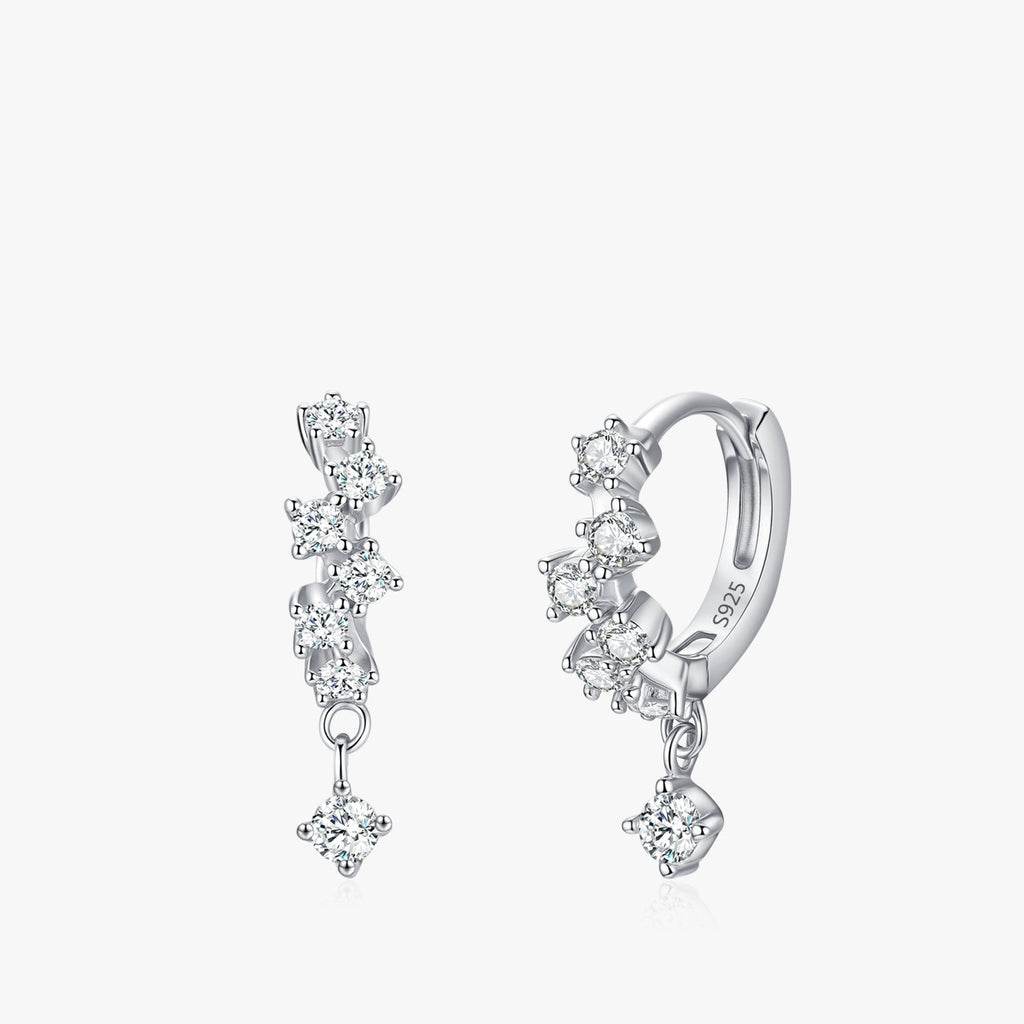 S925 Sterling Silver Geometric Irregular Sparkling Diamond Earrings For Women
