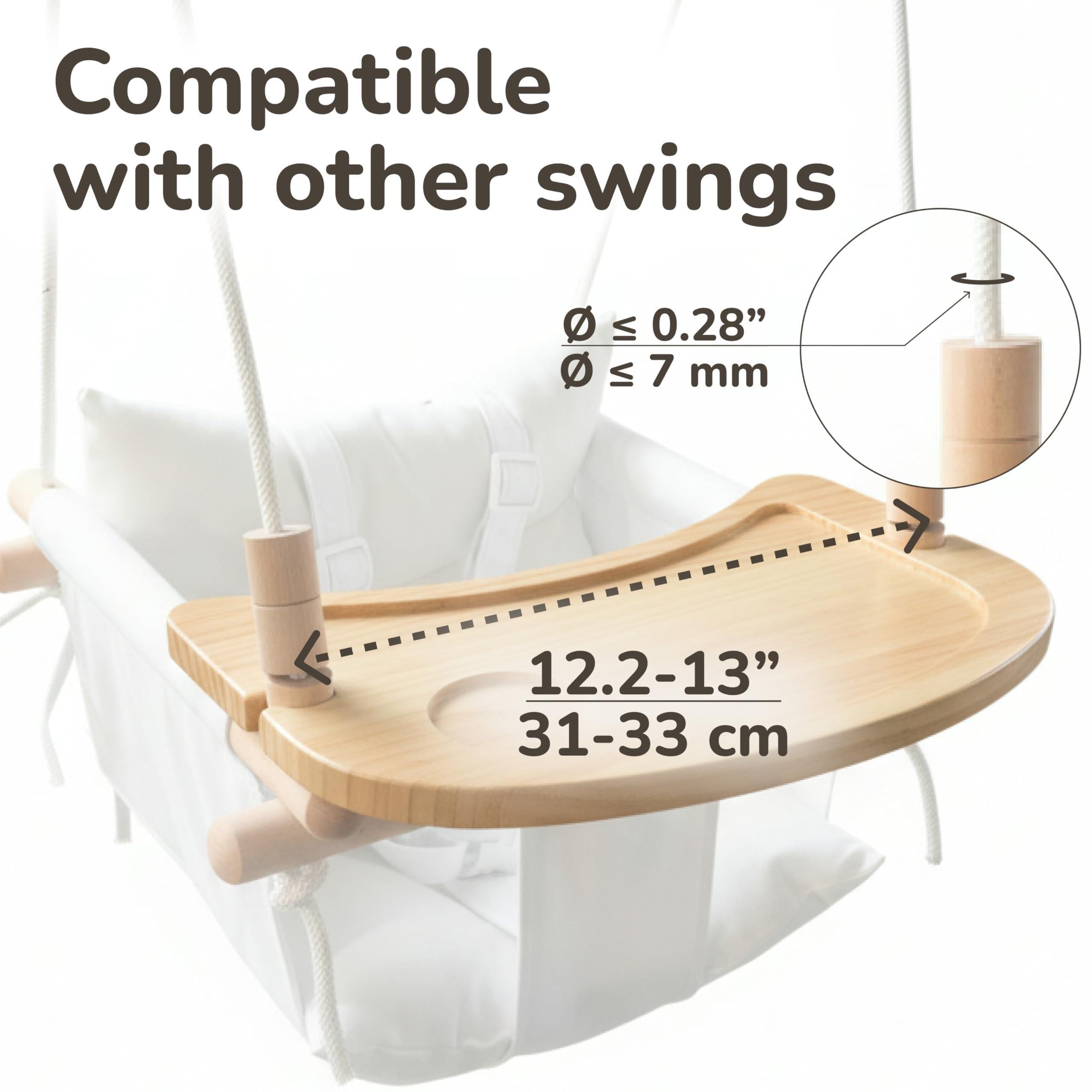 Wooden Tray for Canvas Baby Swing Hanging Chair Accessory Natural Wood Montessori Play Table for Babies & Toddlers Detachable Safety Design for Indoor Canvas Toddler Swing