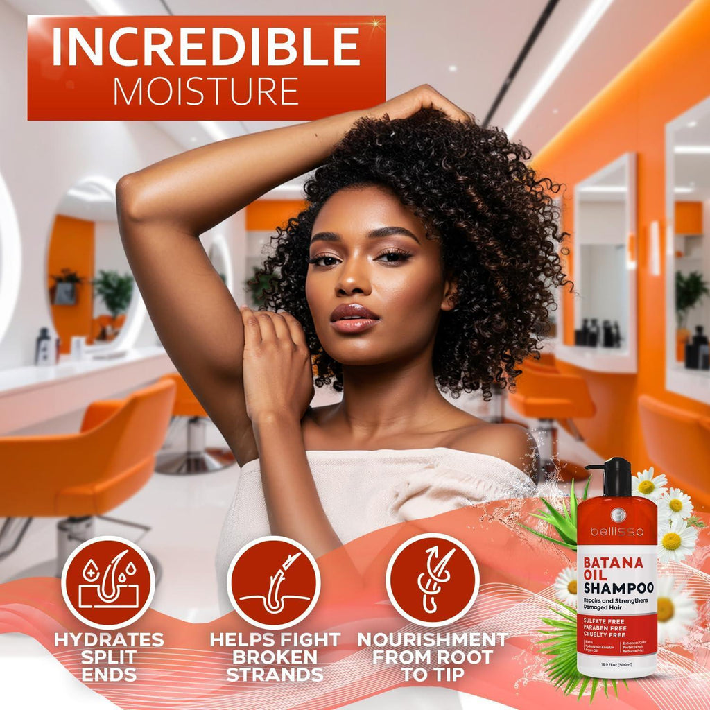 Batana Oil Shampoo Volumizing Salon Formula for Thinning and Fine Hair Women Men Sulfate and Paraben Free Thickening Volume Boost for a Thicker Fuller Feeling With Moroccan Argan Oil