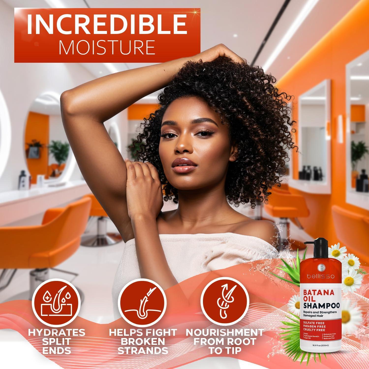 Batana Oil Shampoo Volumizing Salon Formula for Thinning and Fine Hair Women Men Sulfate and Paraben Free Thickening Volume Boost for a Thicker Fuller Feeling With Moroccan Argan Oil