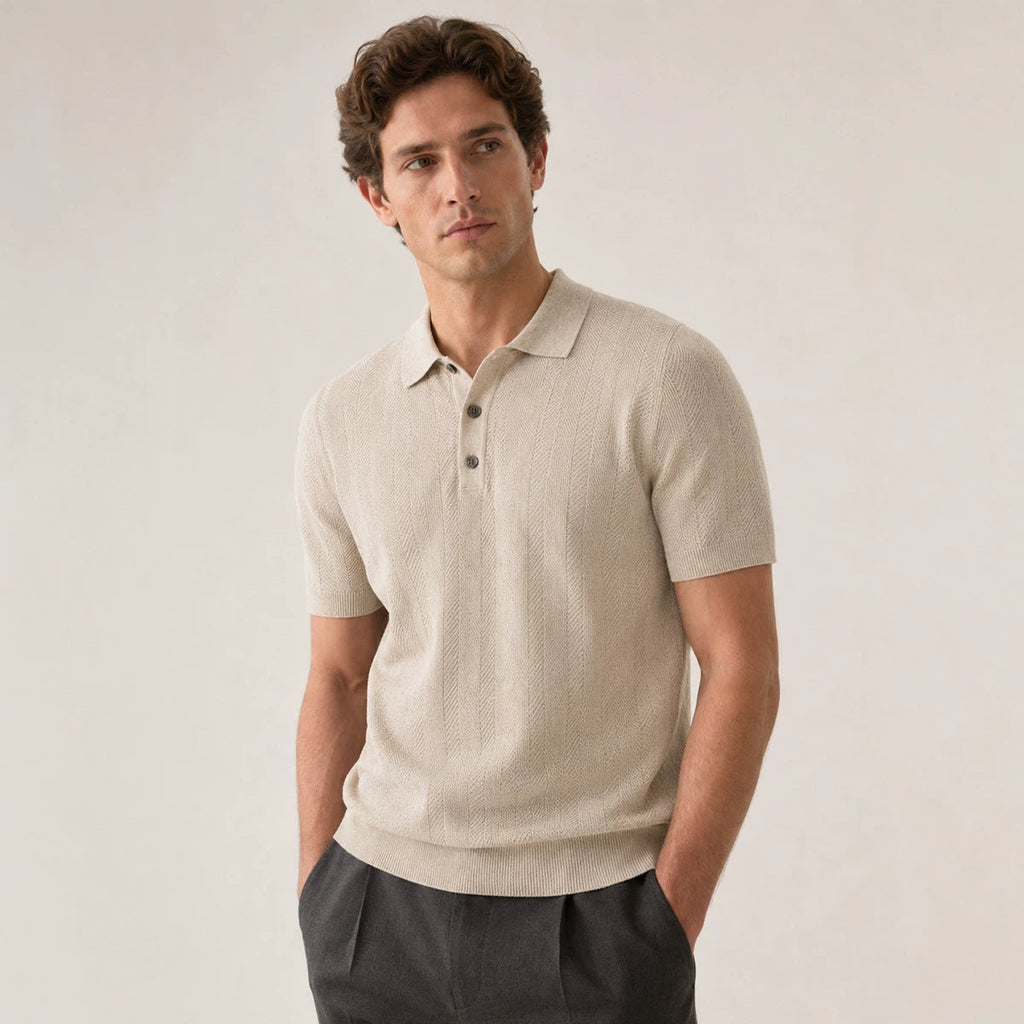 Casual Knitted Short-sleeve Mens Polo Shirt