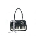 Lightweight Abeibi Polka-Dot Black And White Piano Key Shoulder Bag