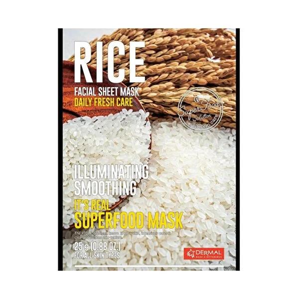 Dermal Rice Extract Collagen Facial Sheet Mask - Hydrating, Brightening & Revitalizing - Korean Beauty, Vitamin E Skincare