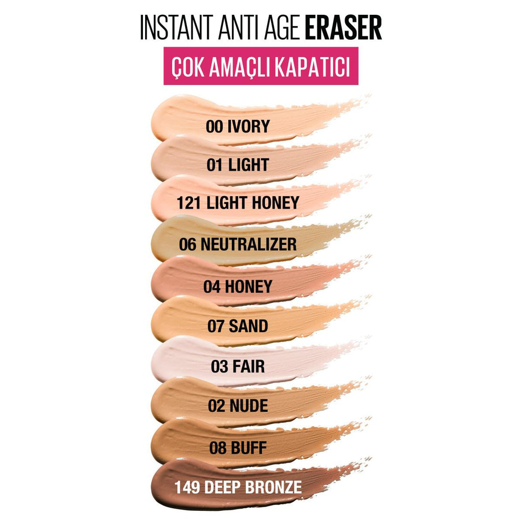 Maybelline Instant Anti Age Eraser Concealer - High Coverage, Anti-Aging, Brightening Under-Eye Coverage