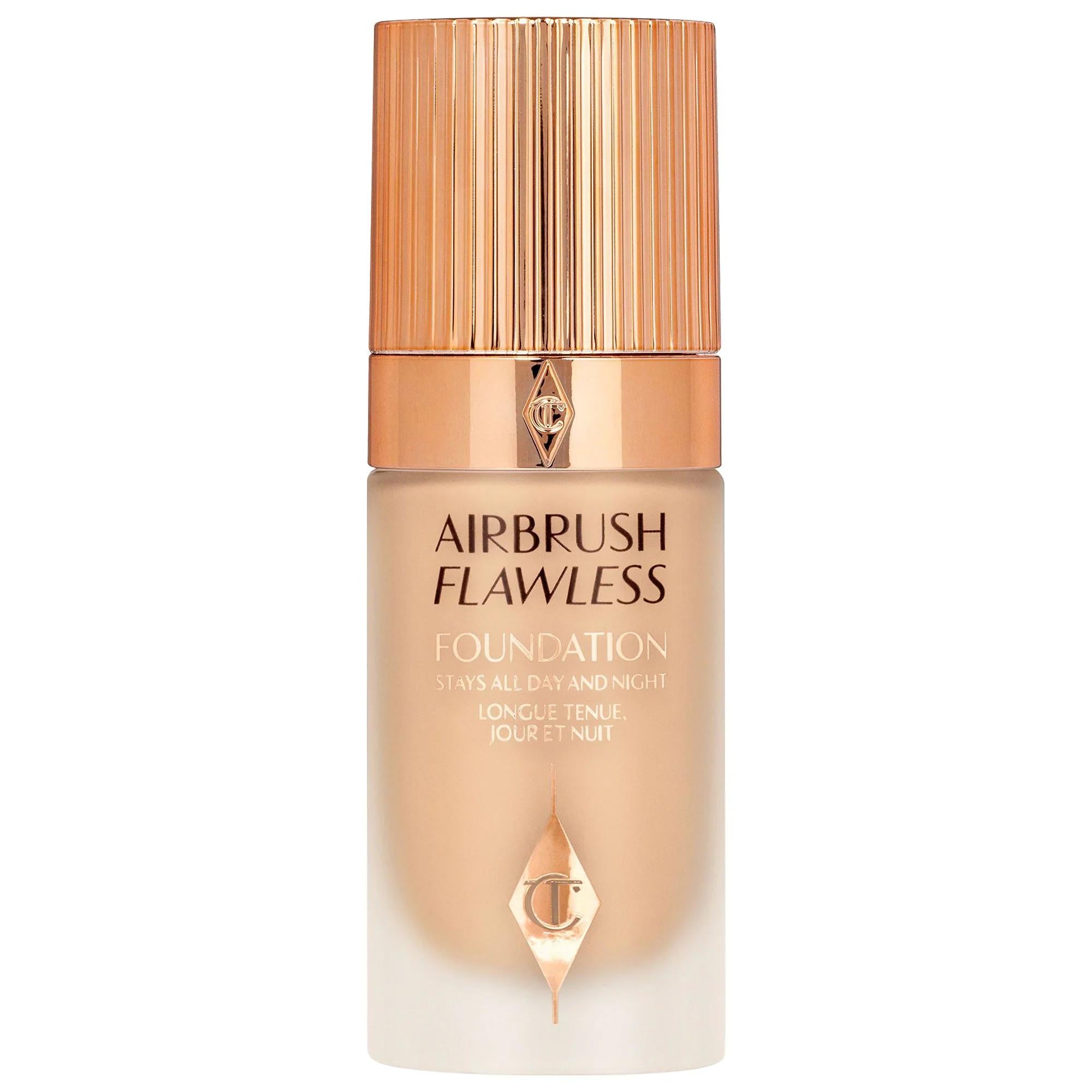 Charlotte Tilbury Airbrush Flawless Foundation: Longwear, Full Coverage Matte Foundation for Wrinkle Reduction & Hydration