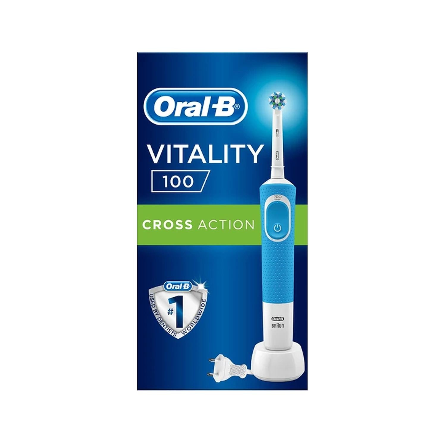 Oral-B D100 Vitality Cross Action Electric Toothbrush - Rechargeable, Multiple Modes, Affordable & Effective Plaque Removal