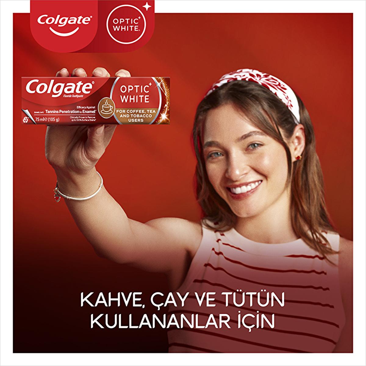 Colgate Optic White Whitening Toothpaste for Coffee & Tea Drinkers, Smokers - Gentle on Enamel, 2.54 fl oz