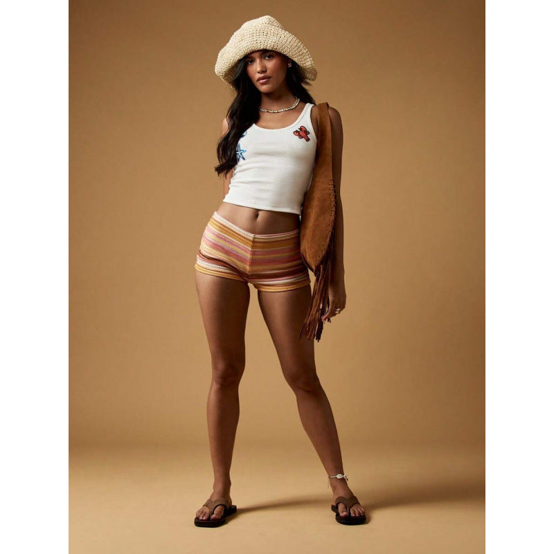 Hollow Out Lace Backless Shorts