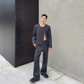 Bootcut Casual Autumn Striped O-neck Short Suit