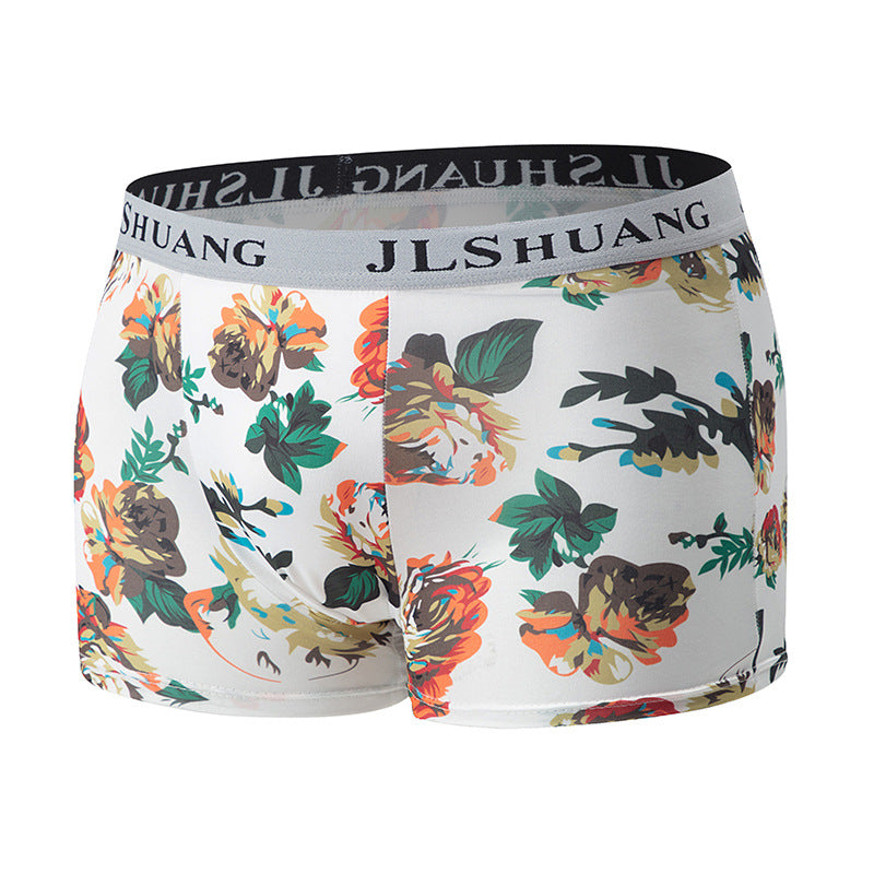 4-Pack Mens Fashionable Boxer Briefs With Floral Print