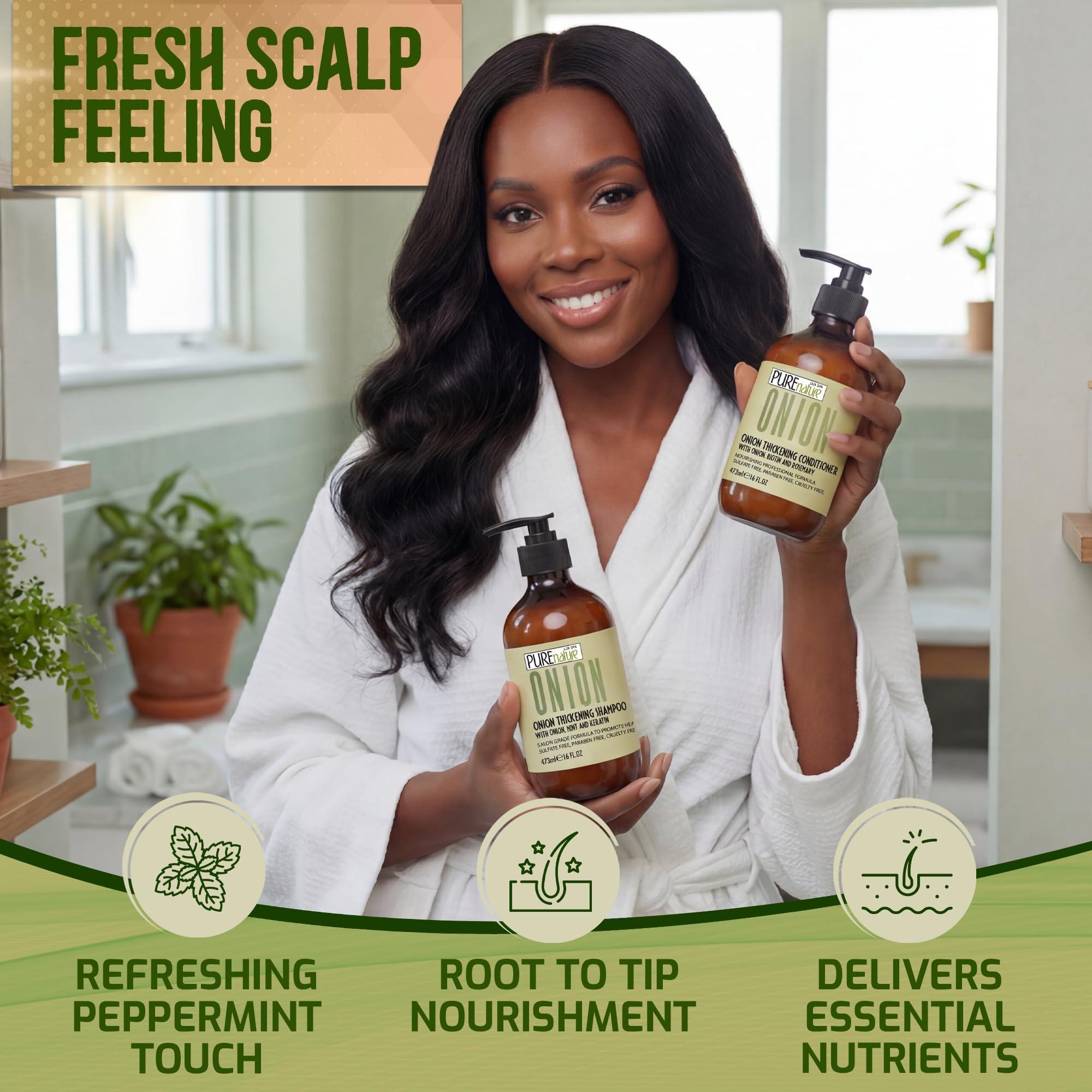 Onion Shampoo and Conditioner Set 16 Fl Oz Sulfate Free Thickening Formula for Men and Women Paraben Free Volumizing Set for Thin Fine Hair Volume Boosting Salon Professional Care Set of 2