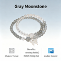 Gray Moonstone Throat Chakra Bracelet - Anxiety Relief & Sleep Aid