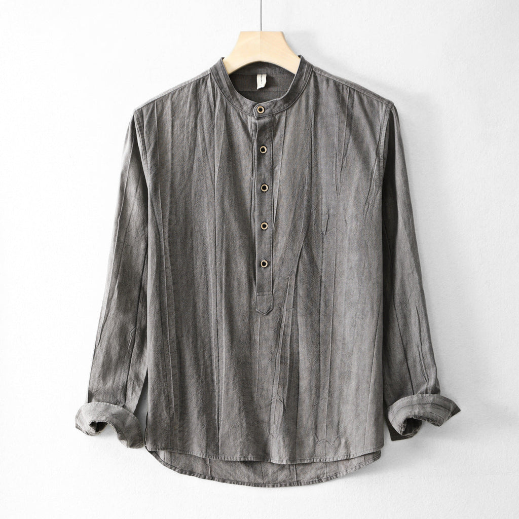 New Mens Ramie Minimalist Casual Shirt