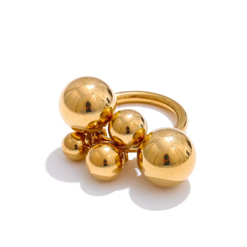 Xia Lings Chic Trendy Steel-bead Stacking Ring