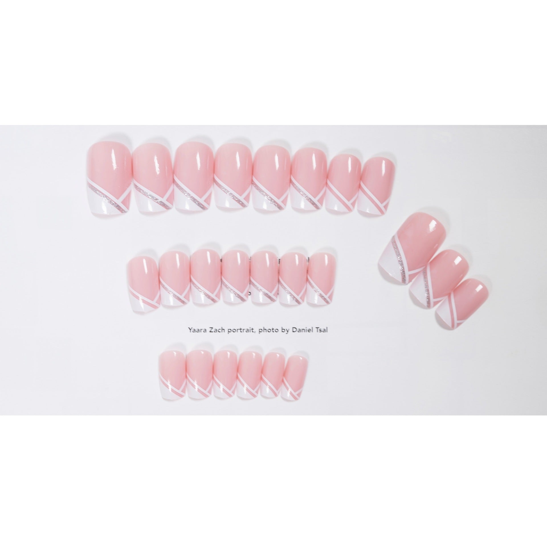 Oblique French Wearing Manicure Finished Fake Nails